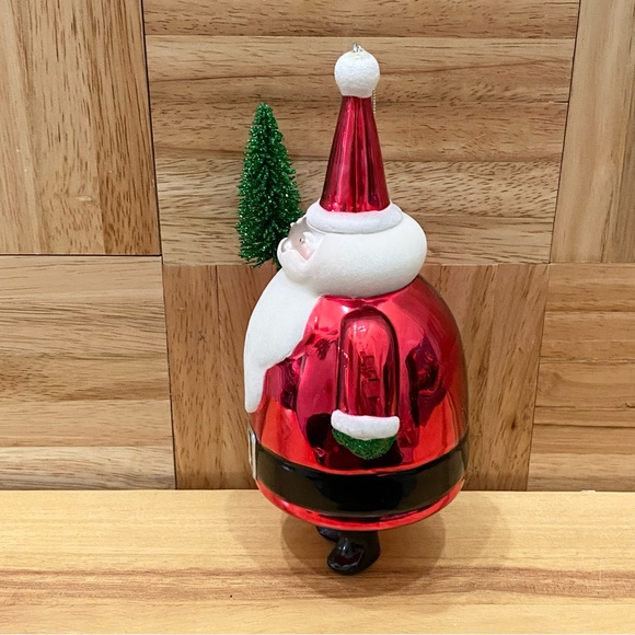 Retired 2005 Bath Body Works Flocked Santa with Brush Tree Blown Glass Ornament - Picture 6 of 10